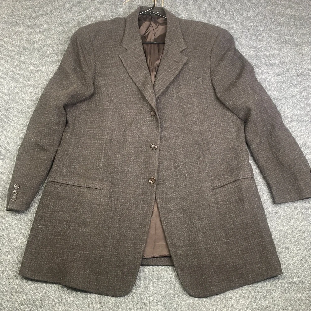 Armani Collezioni Mens Brown Wool Blend 3 Button Blazer Jacket Italy Size 46